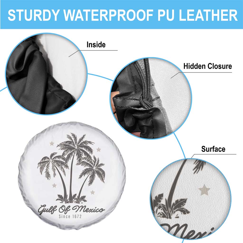 Gulf of Mexico Spare Tire Cover 1672 Retro Beach Vibe Palm Trees