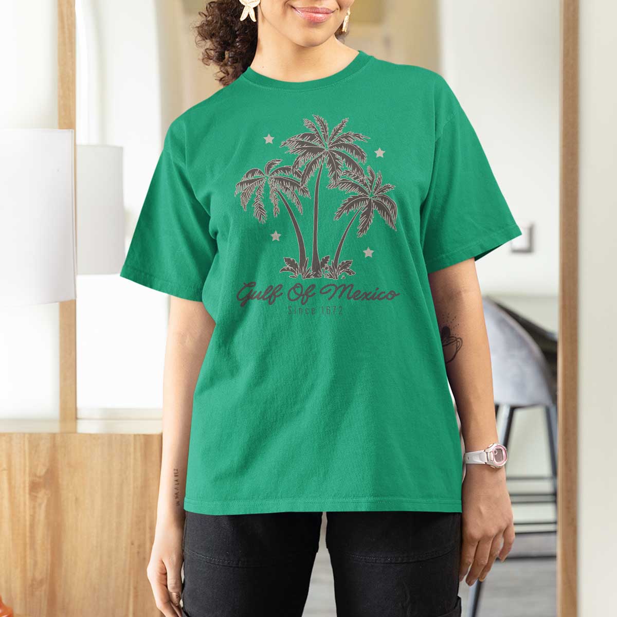 Gulf of Mexico T Shirt For Women 1672 Retro Beach Vibe Palm Trees