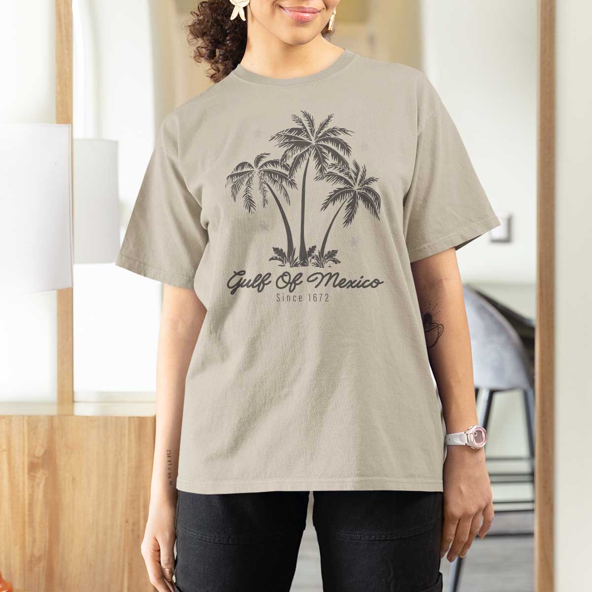 Gulf of Mexico T Shirt For Women 1672 Retro Beach Vibe Palm Trees