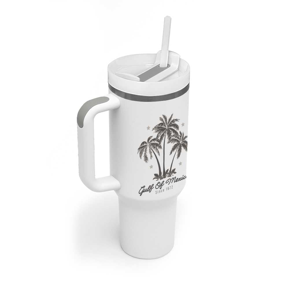 Gulf of Mexico Tumbler With Handle 1672 Retro Beach Vibe Palm Trees