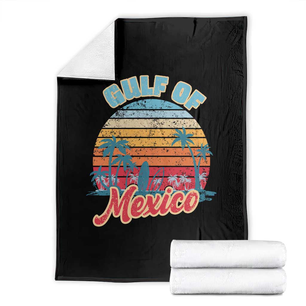 Gulf of Mexico Throw Blanket Retro Vintage Beach - Wonder Print Shop