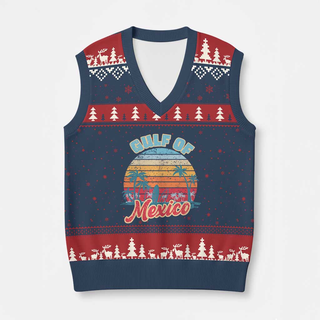 Gulf of Mexico V-Neck Knit Sweater Vest Retro Vintage Beach - Wonder Print Shop
