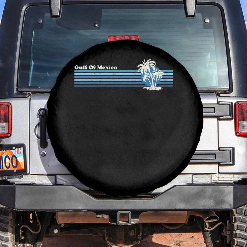 Gulf of Mexico Spare Tire Cover Vintage 80s Palm Trees Sunset
