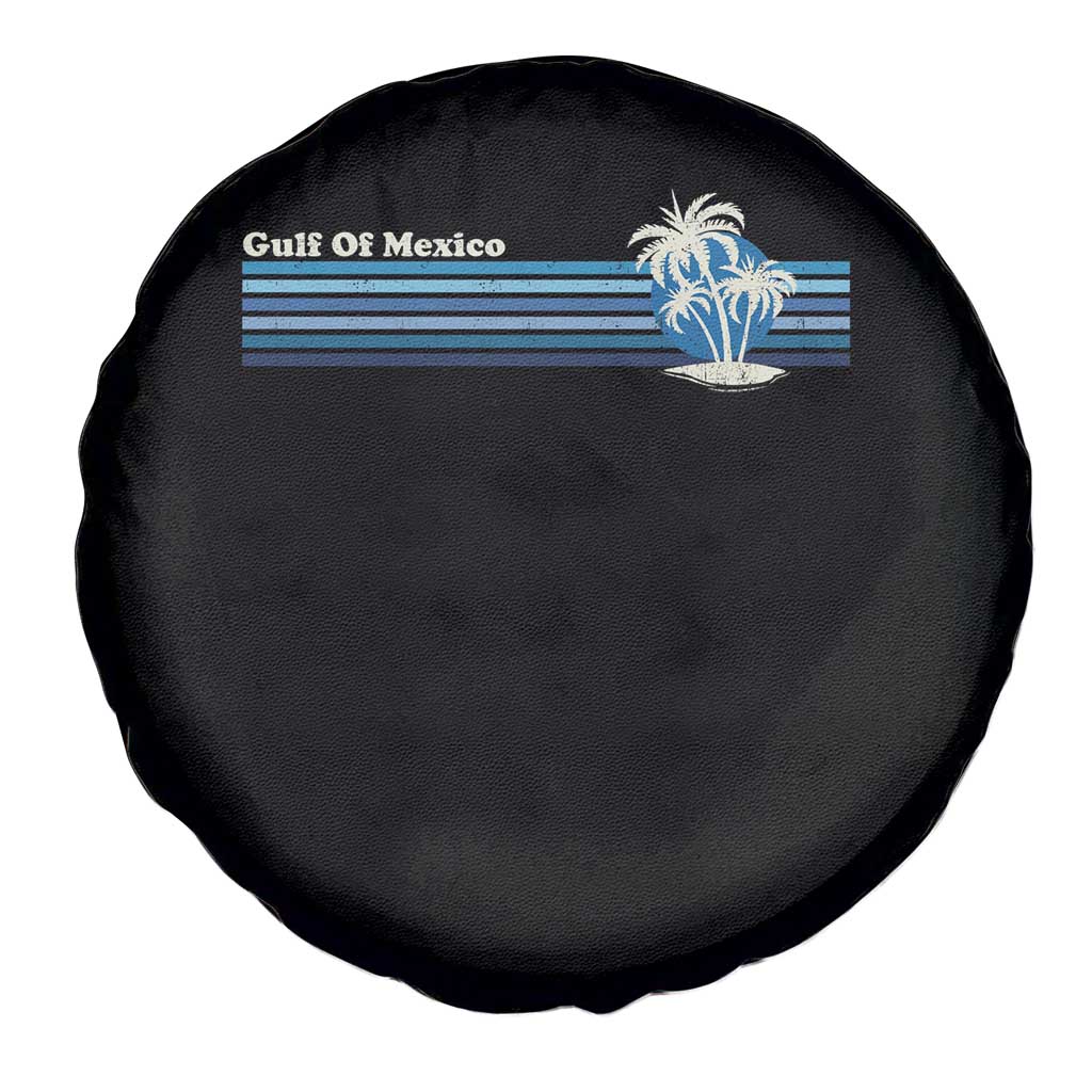 Gulf of Mexico Spare Tire Cover Vintage 80s Palm Trees Sunset