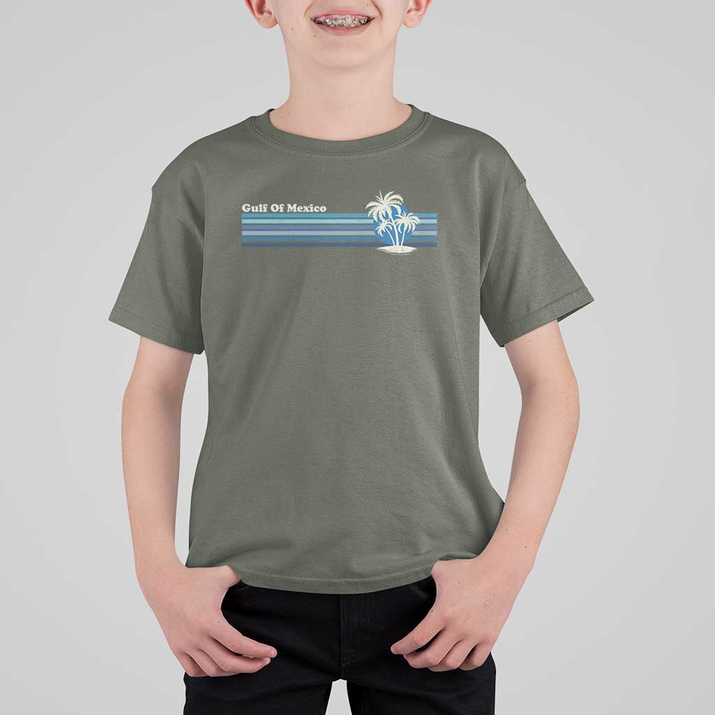 Gulf of Mexico T Shirt For Kid Vintage 80s Palm Trees Sunset
