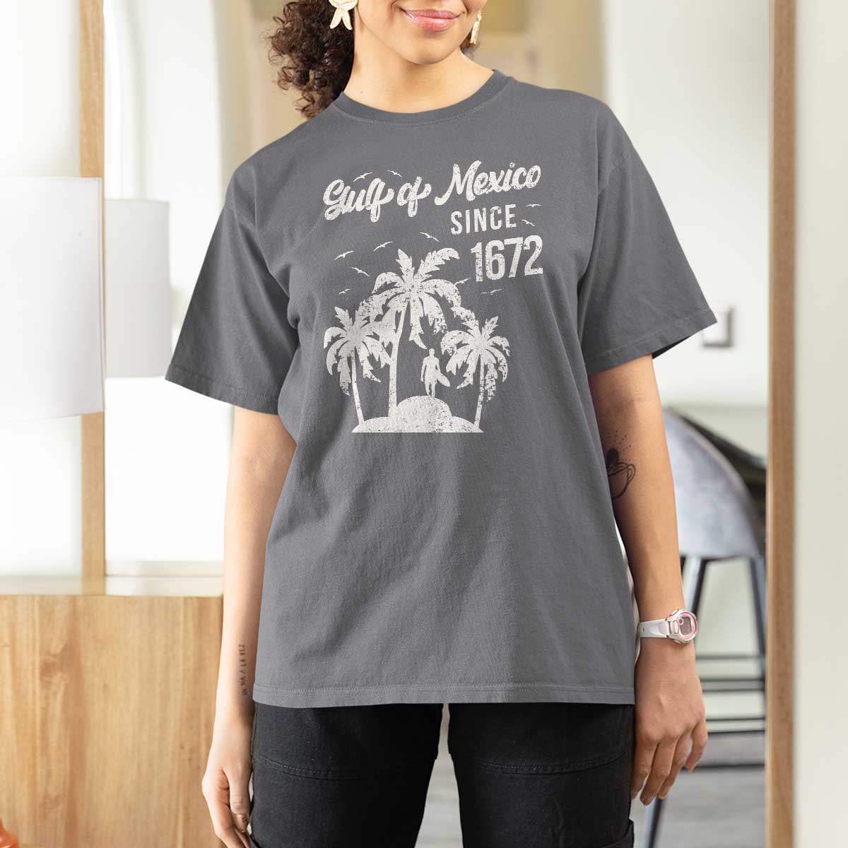 Gulf of Mexico T Shirt For Women Since 1672 Palm Trees Beach