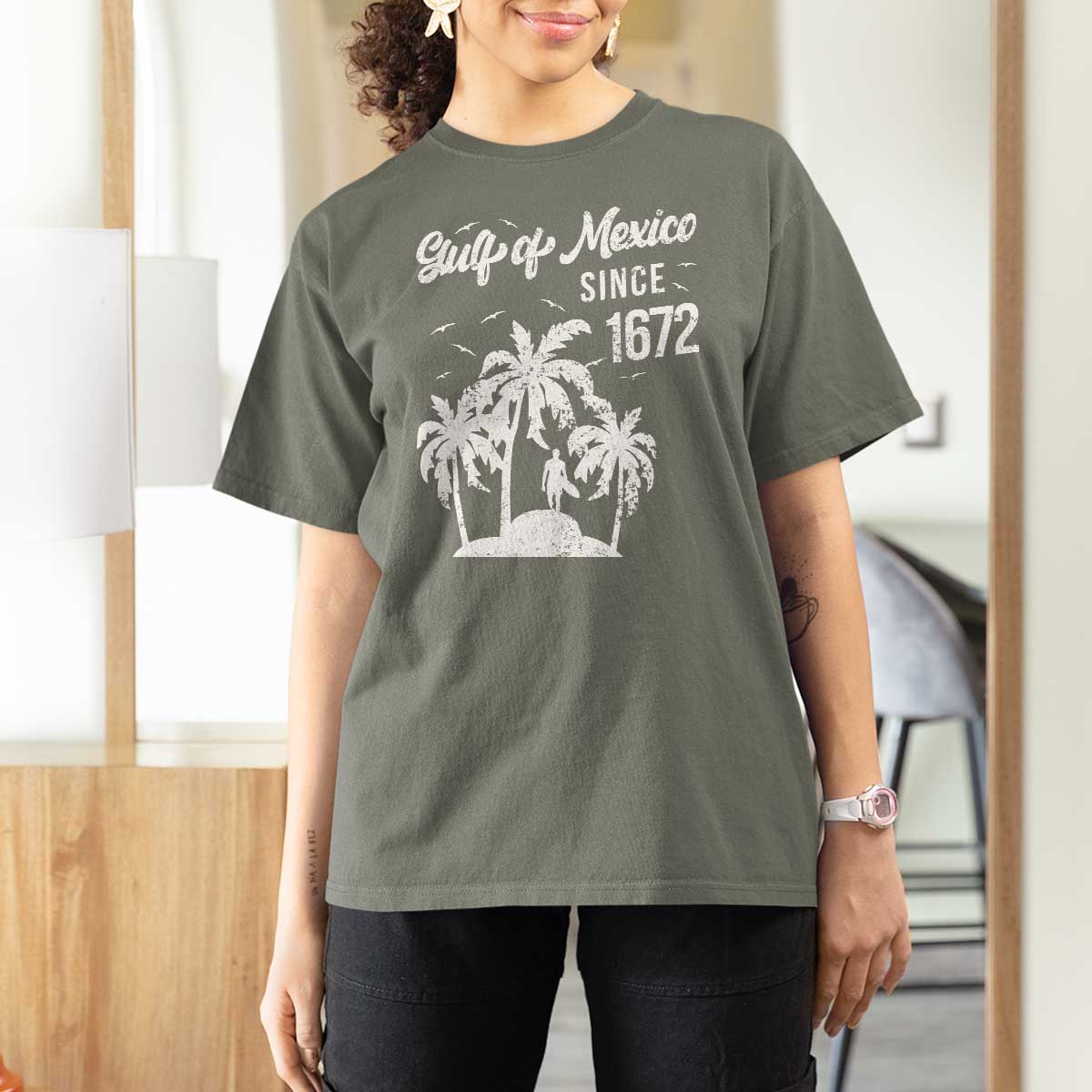 Gulf of Mexico T Shirt For Women Since 1672 Palm Trees Beach