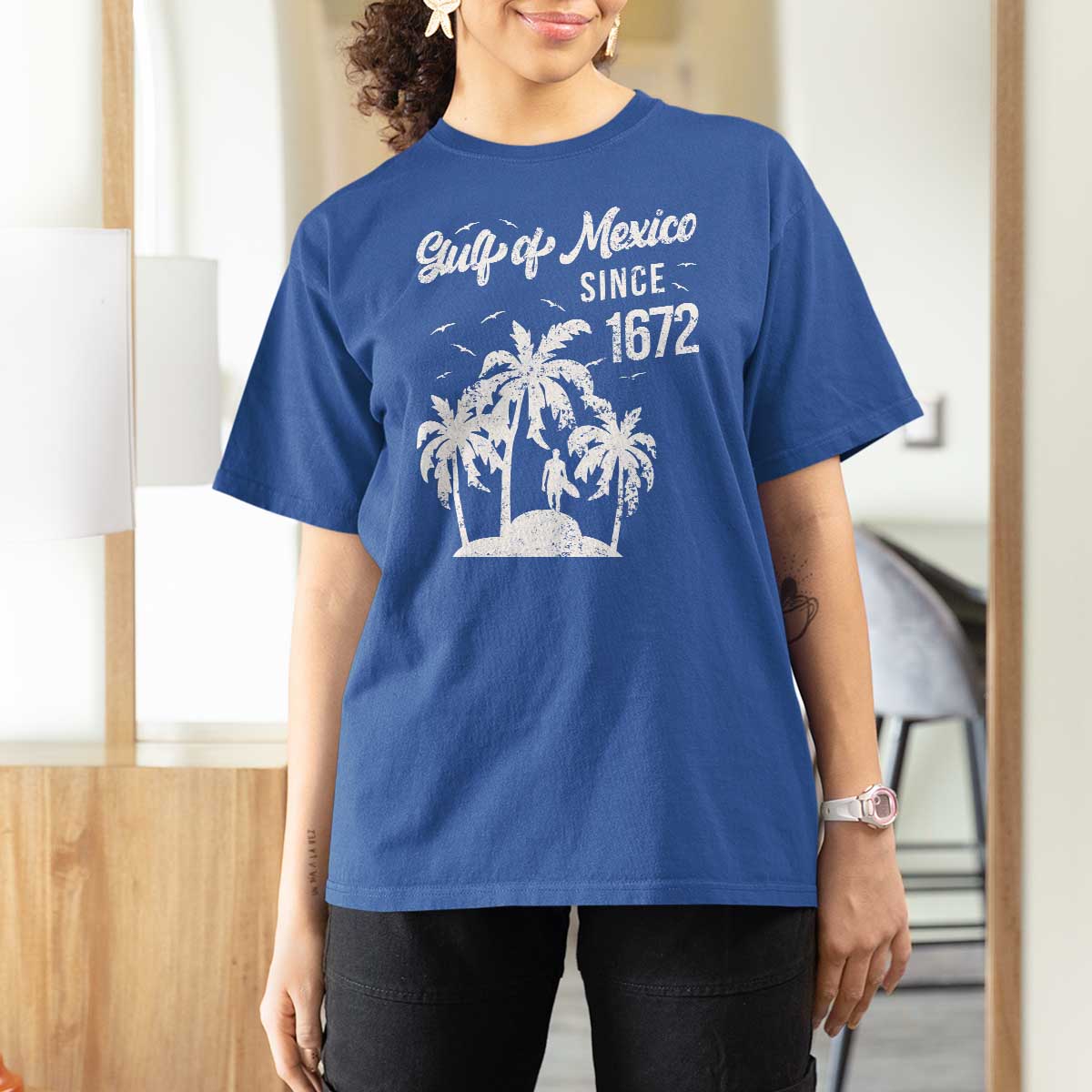 Gulf of Mexico T Shirt For Women Since 1672 Palm Trees Beach