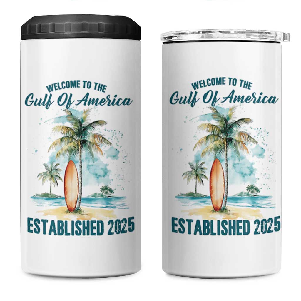 Welcome To America's Gulf 4 in 1 Can Cooler Tumbler Established 2025 Retro Vintage Beach
