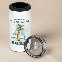 Welcome To America's Gulf 4 in 1 Can Cooler Tumbler Established 2025 Retro Vintage Beach