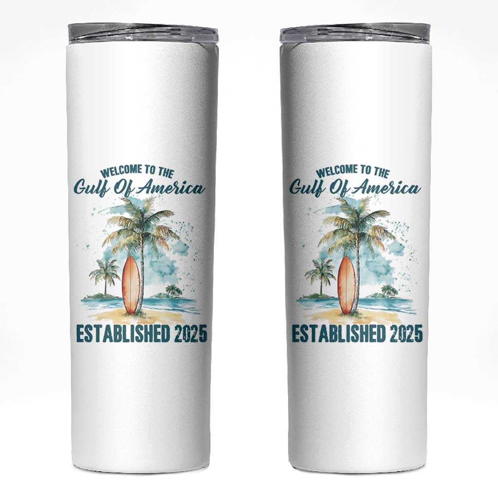 Welcome To America's Gulf Skinny Tumbler Established 2025 Retro Vintage Beach