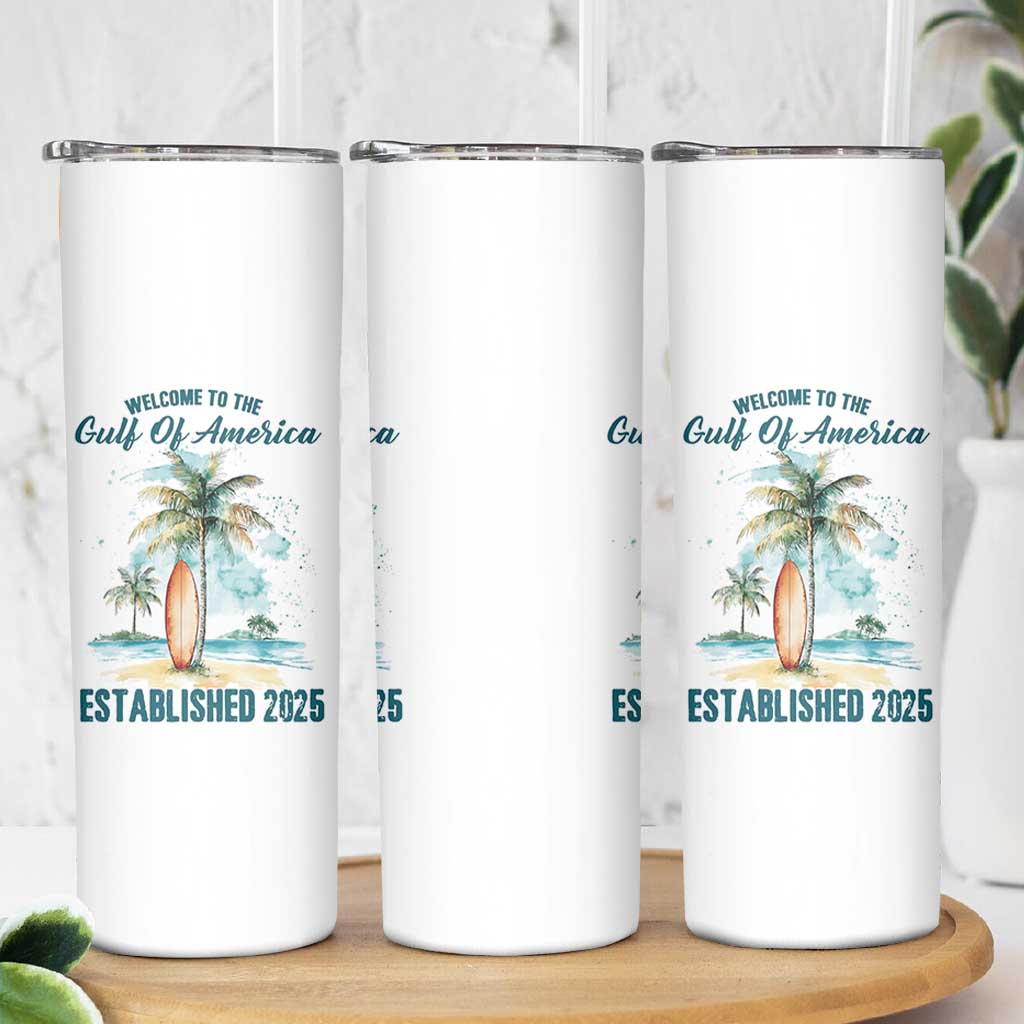 Welcome To America's Gulf Skinny Tumbler Established 2025 Retro Vintage Beach