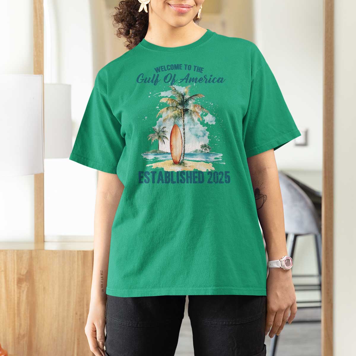 Welcome To America's Gulf T Shirt For Women Established 2025 Retro Vintage Beach