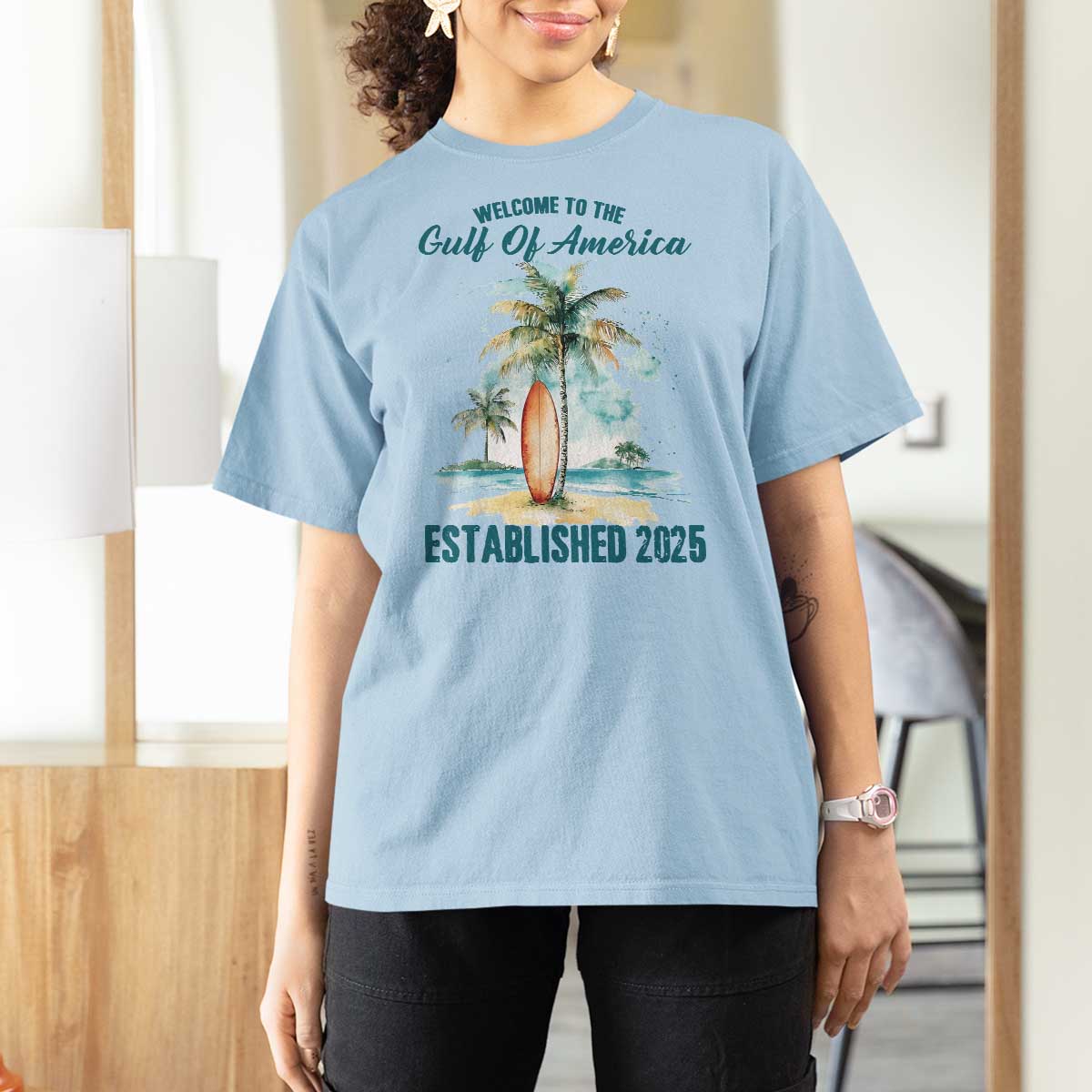 Welcome To America's Gulf T Shirt For Women Established 2025 Retro Vintage Beach
