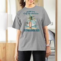 Welcome To America's Gulf T Shirt For Women Established 2025 Retro Vintage Beach