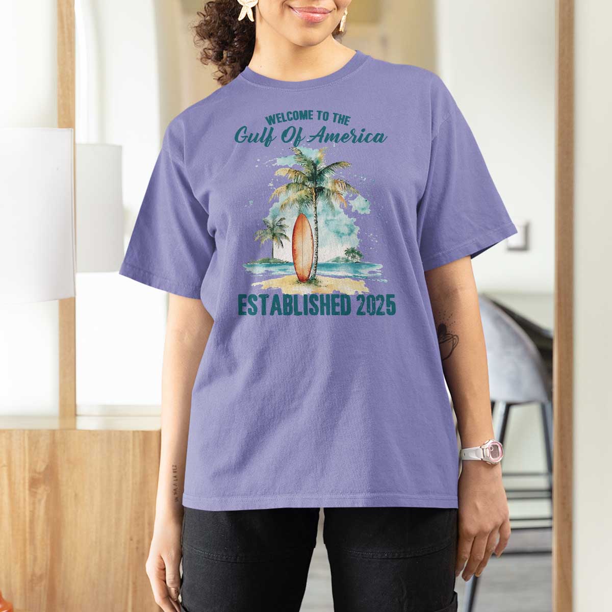 Welcome To America's Gulf T Shirt For Women Established 2025 Retro Vintage Beach