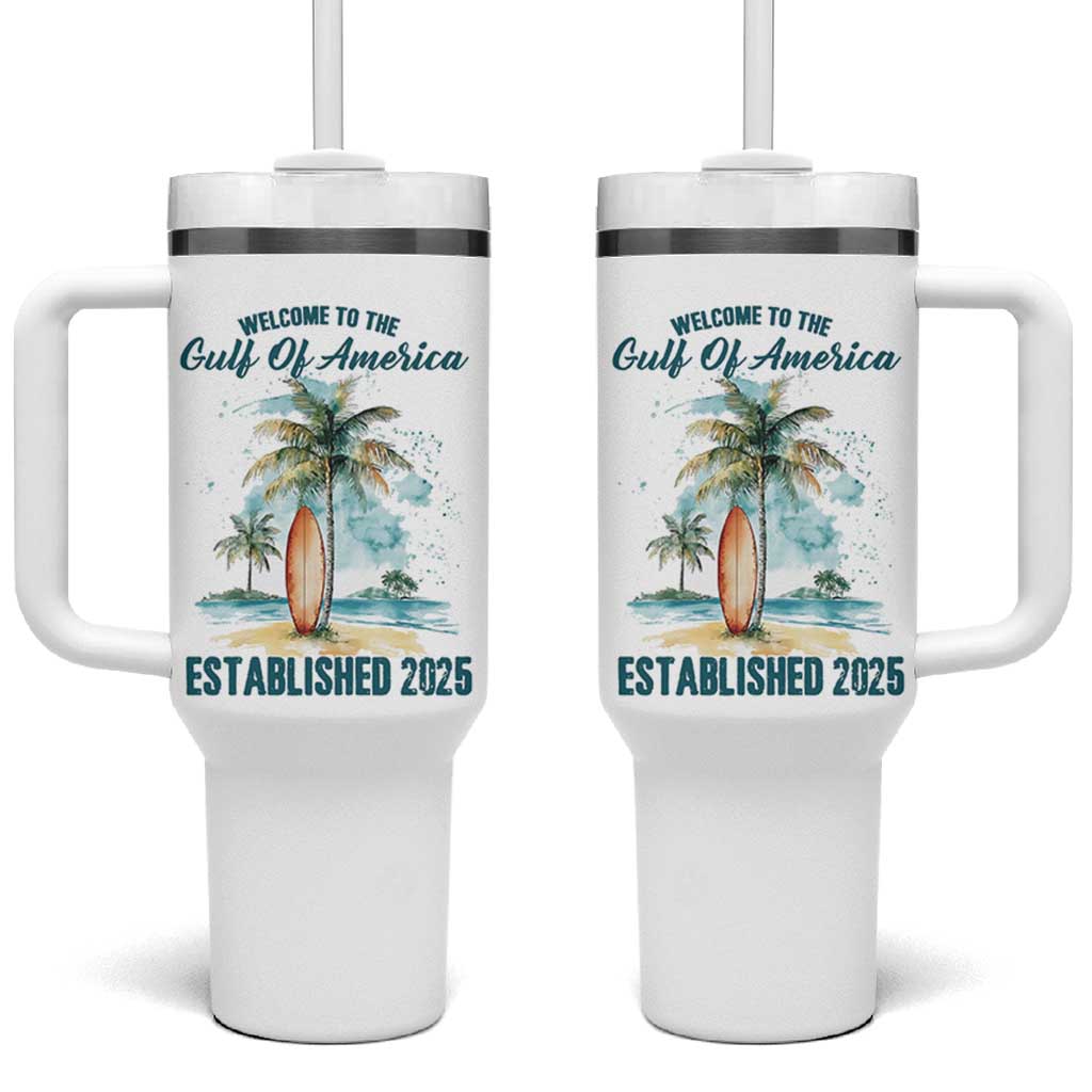 Welcome To America's Gulf Tumbler With Handle Established 2025 Retro Vintage Beach