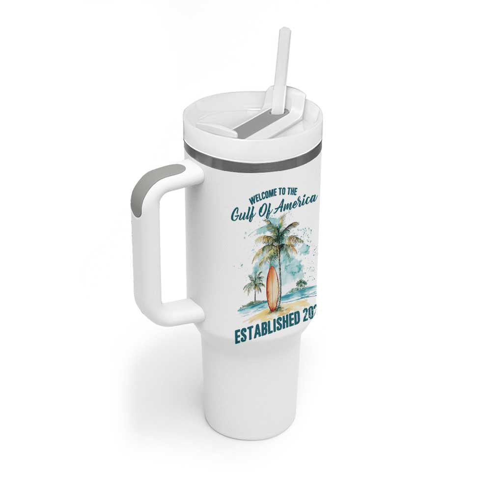 Welcome To America's Gulf Tumbler With Handle Established 2025 Retro Vintage Beach