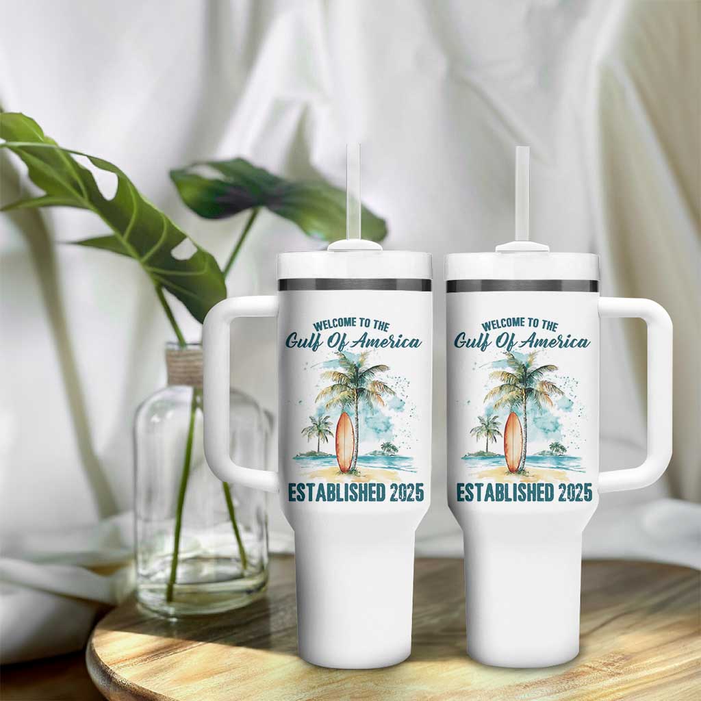 Welcome To America's Gulf Tumbler With Handle Established 2025 Retro Vintage Beach