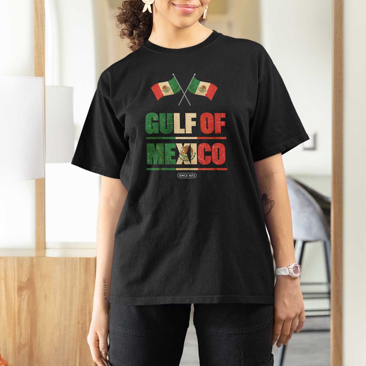Gulf of Mexico Since 1672 T Shirt For Women Mexican Flag
