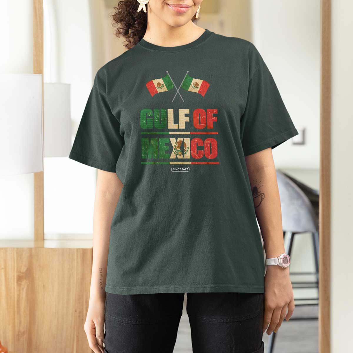 Gulf of Mexico Since 1672 T Shirt For Women Mexican Flag