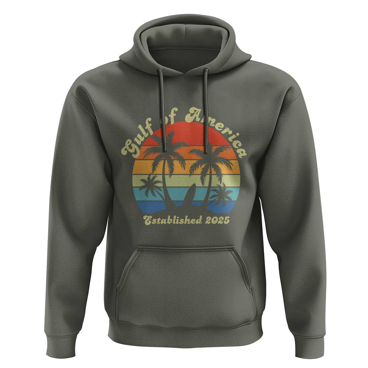 Gulf of America Hoodie Island Palm Summer Beach Vibes Established 2025