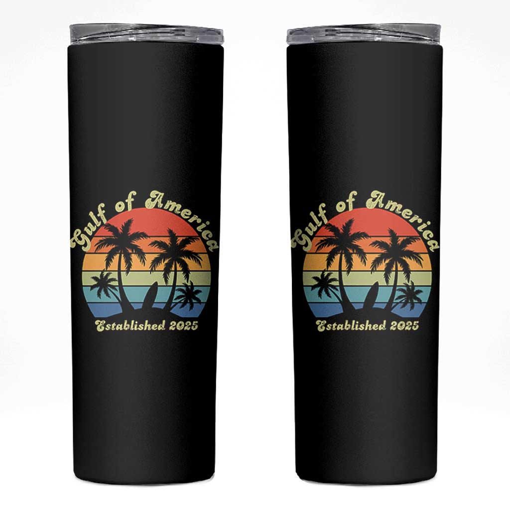 Gulf of America Skinny Tumbler Island Palm Summer Beach Vibes Established 2025