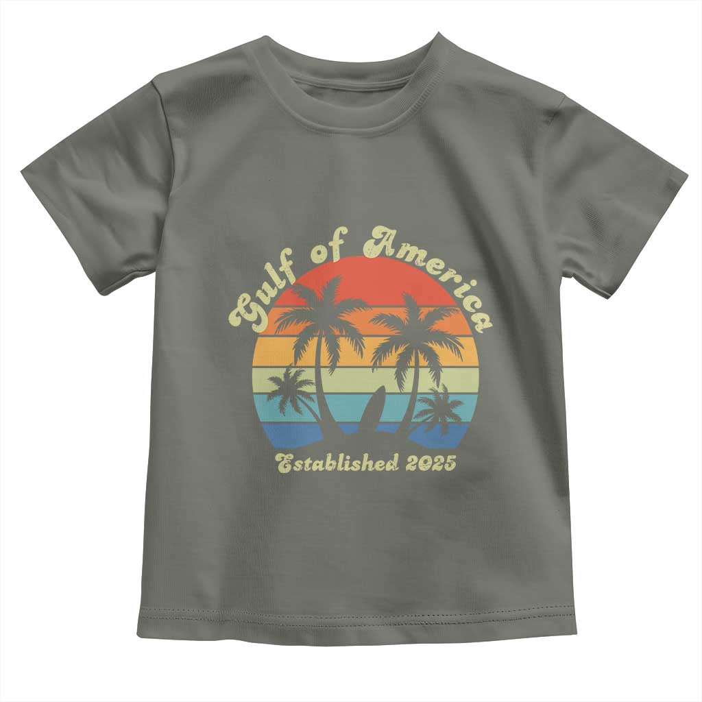 Gulf of America Toddler T Shirt Island Palm Summer Beach Vibes Established 2025