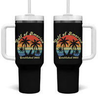 Gulf of America Tumbler With Handle Island Palm Summer Beach Vibes Established 2025
