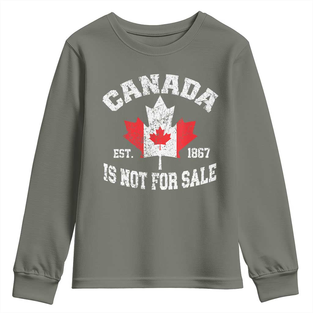 Canada is Not For Sale Youth Sweatshirt Proudly Canadian Independence Flag EST. 1867