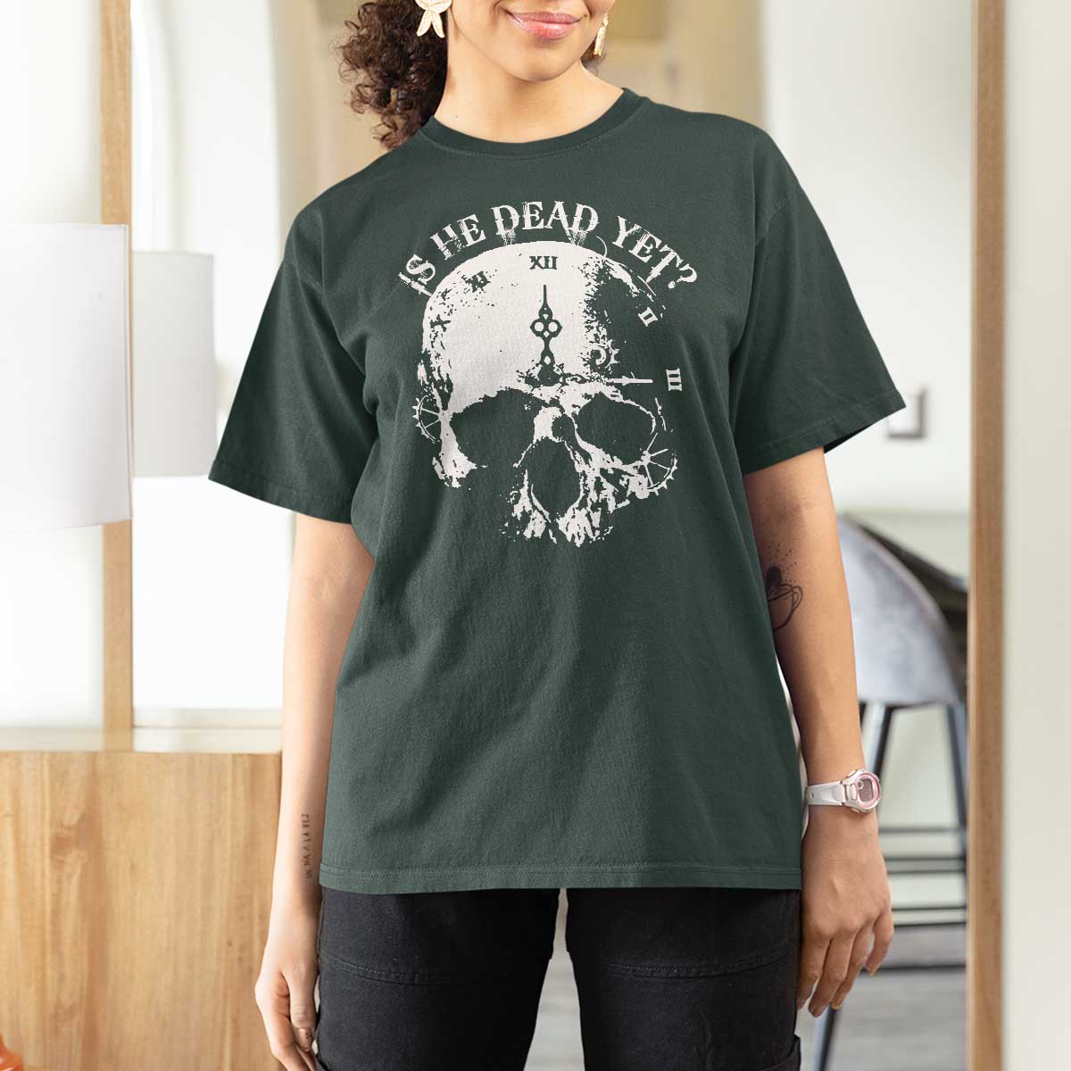 Is He Dead Yet T Shirt For Women Skull Distressed