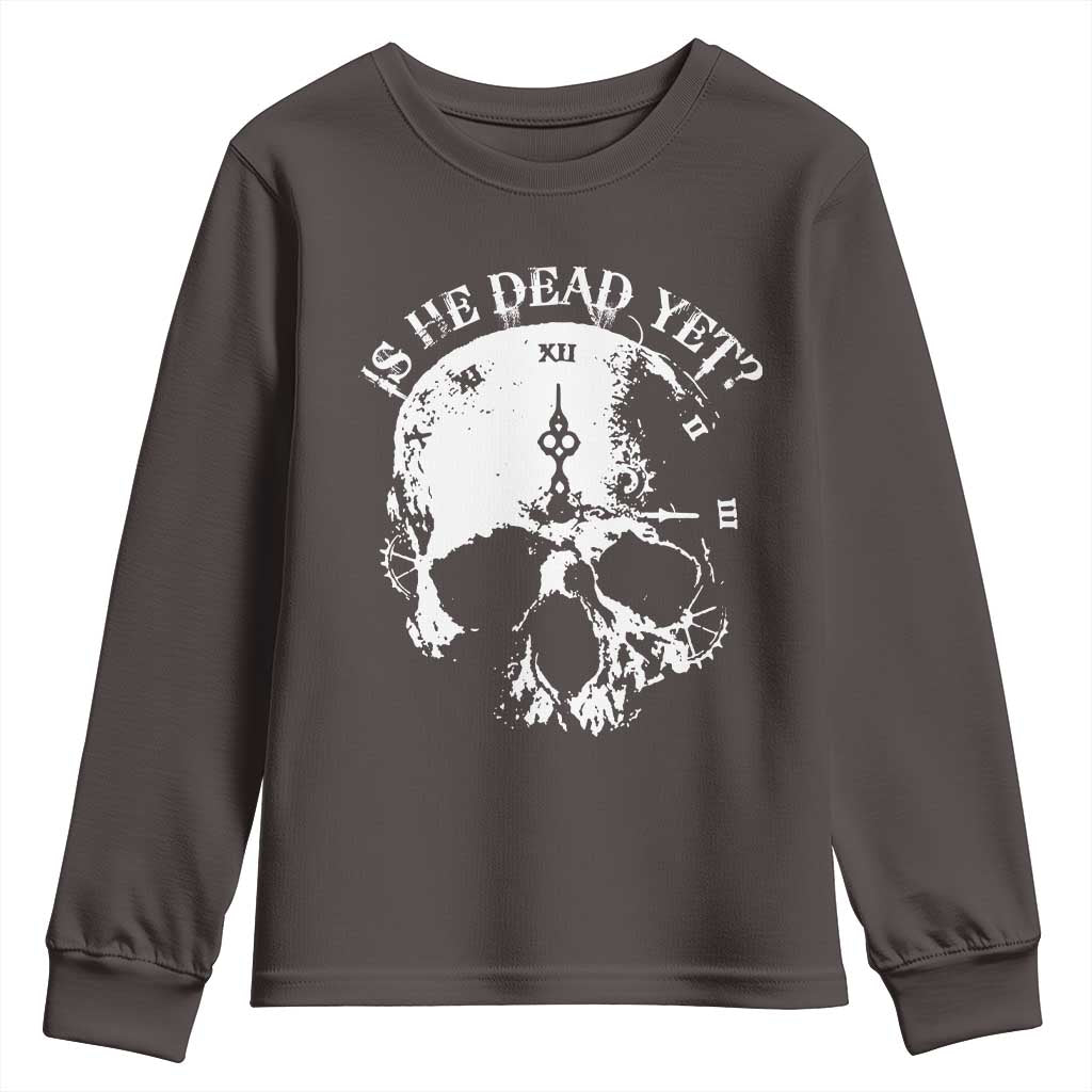 Is He Dead Yet Youth Sweatshirt Skull Distressed