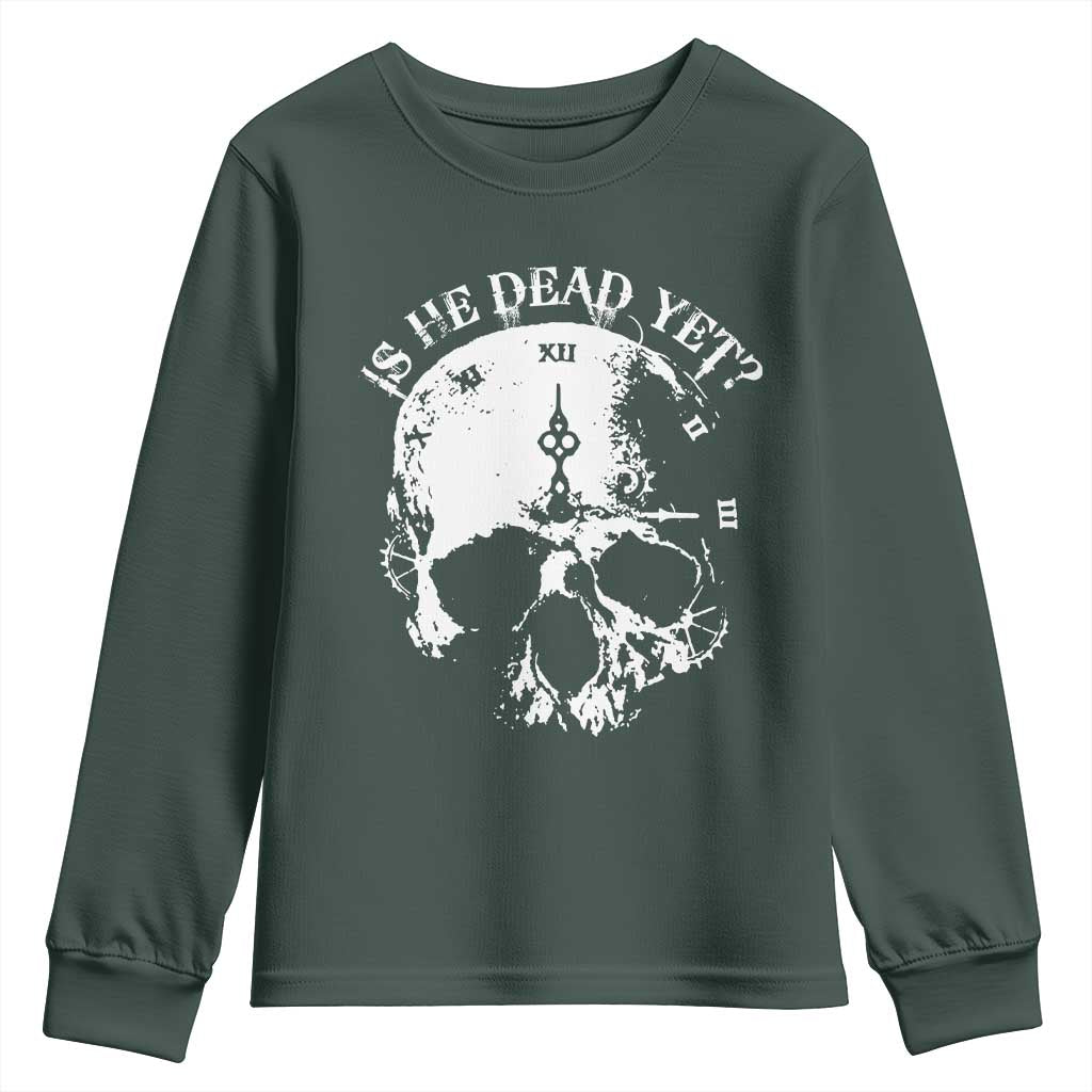 Is He Dead Yet Youth Sweatshirt Skull Distressed