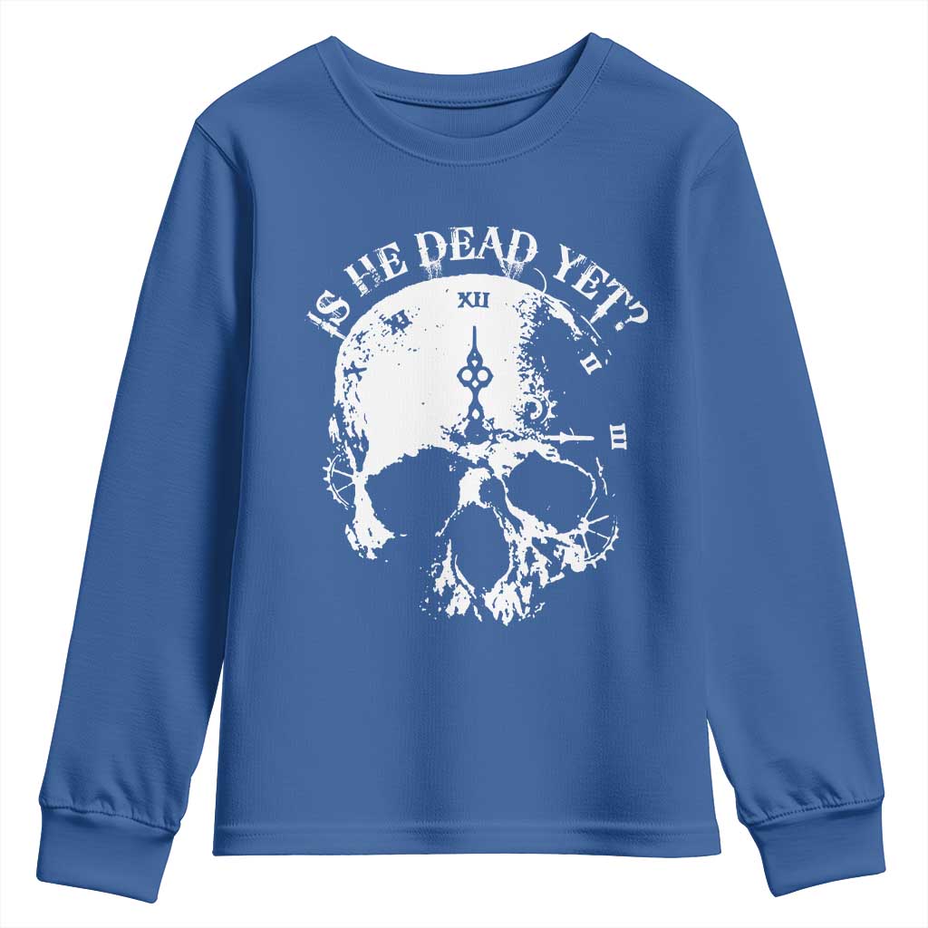 Is He Dead Yet Youth Sweatshirt Skull Distressed