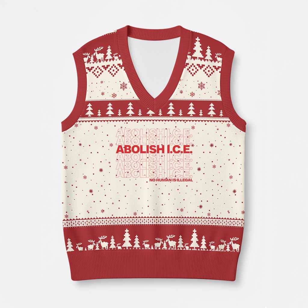 Abolish Ice No Human Is Illegal V-Neck Knit Sweater Vest Social Justice