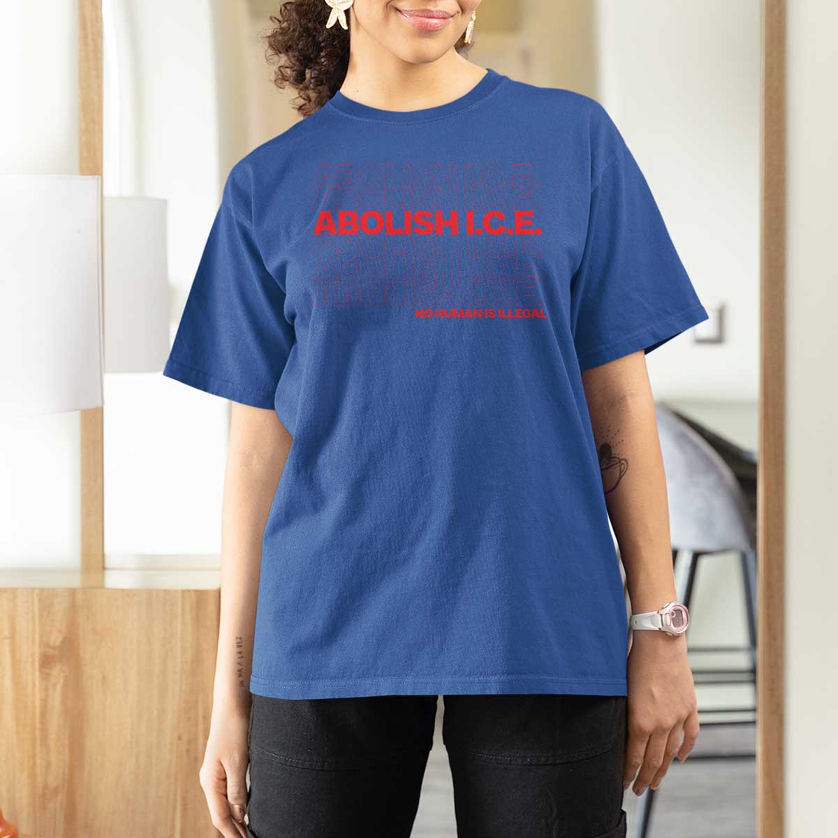 Abolish Ice No Human Is Illegal T Shirt For Women Social Justice