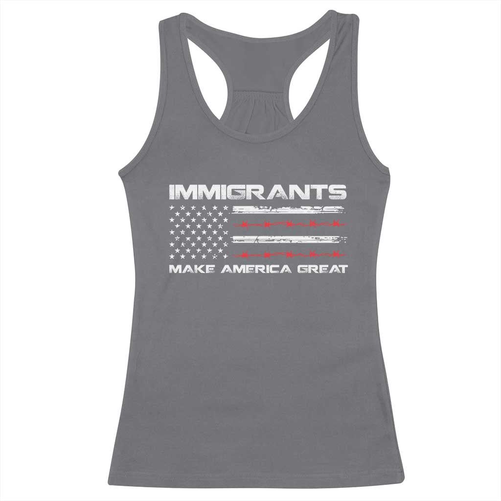 Immigrants Make America Great Racerback Tank Top American Flag