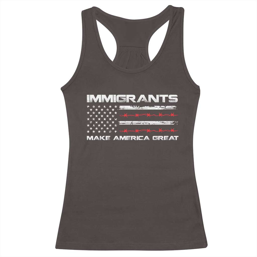 Immigrants Make America Great Racerback Tank Top American Flag