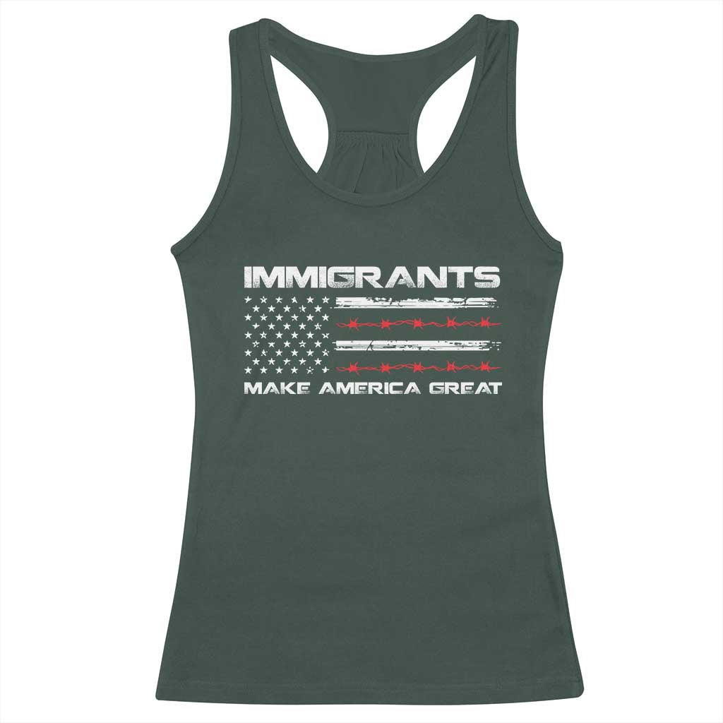 Immigrants Make America Great Racerback Tank Top American Flag