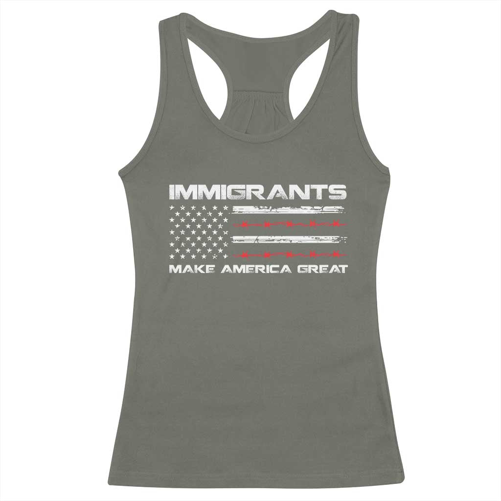 Immigrants Make America Great Racerback Tank Top American Flag