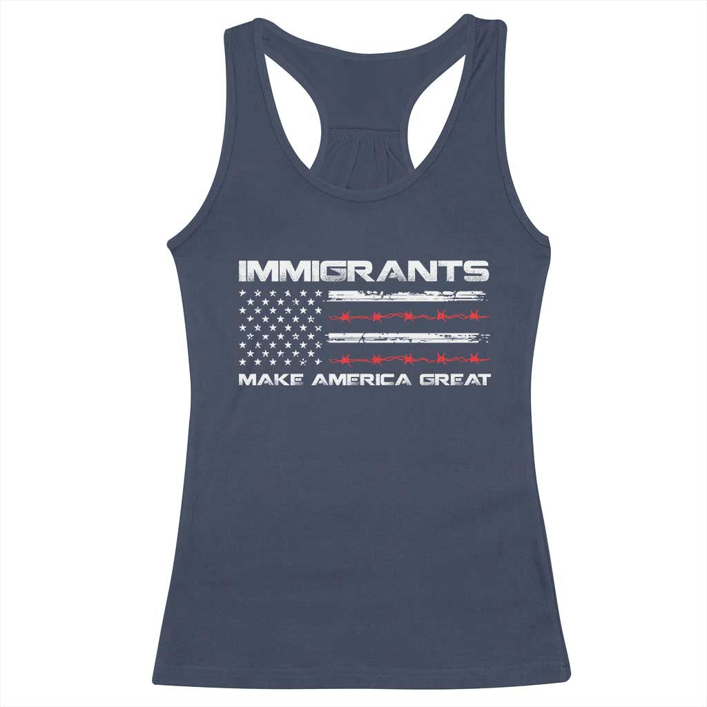Immigrants Make America Great Racerback Tank Top American Flag