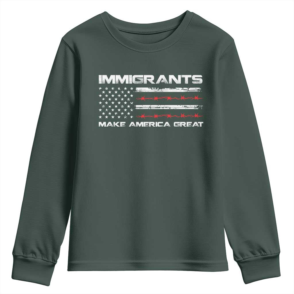 Immigrants Make America Great Youth Sweatshirt American Flag