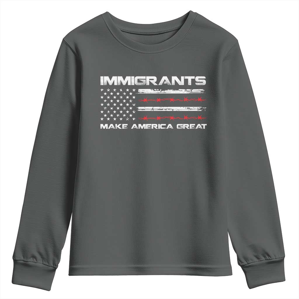 Immigrants Make America Great Youth Sweatshirt American Flag