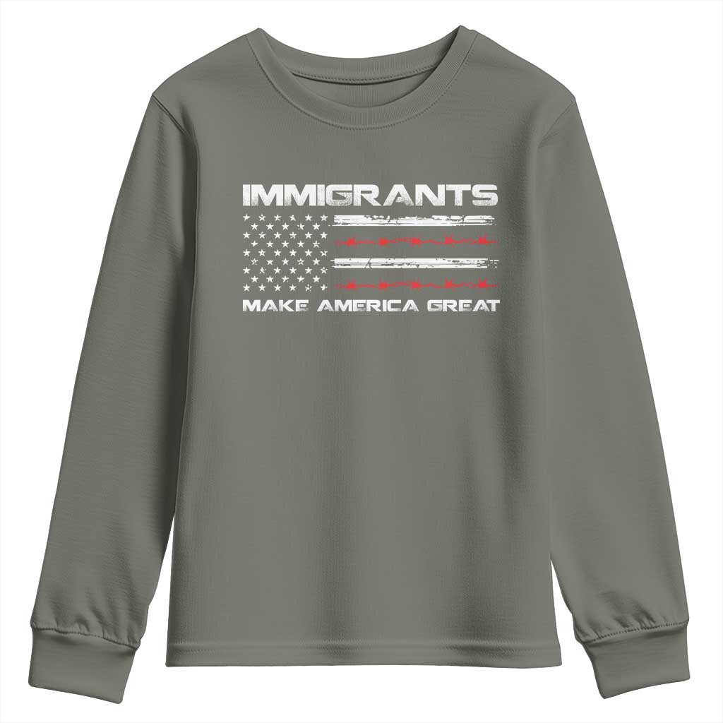 Immigrants Make America Great Youth Sweatshirt American Flag