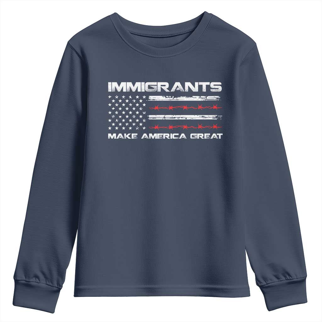 Immigrants Make America Great Youth Sweatshirt American Flag