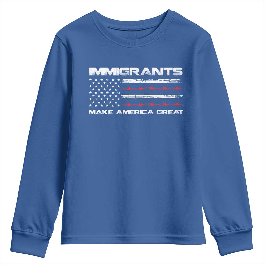Immigrants Make America Great Youth Sweatshirt American Flag