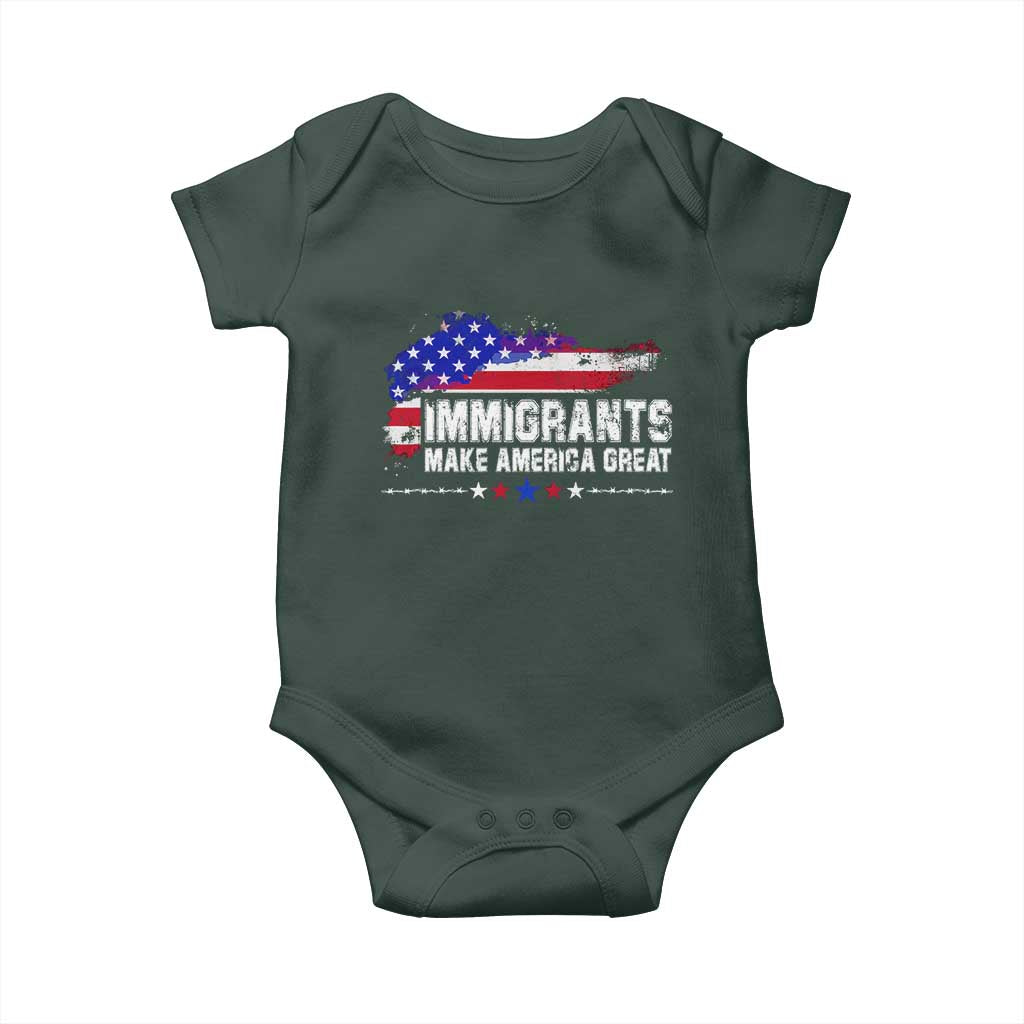 Immigrants Make America Great Baby Onesie American Flag Pro Immigration