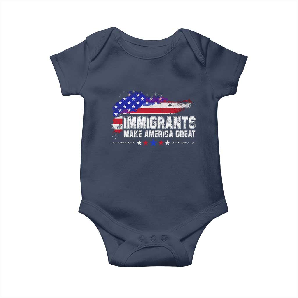 Immigrants Make America Great Baby Onesie American Flag Pro Immigration
