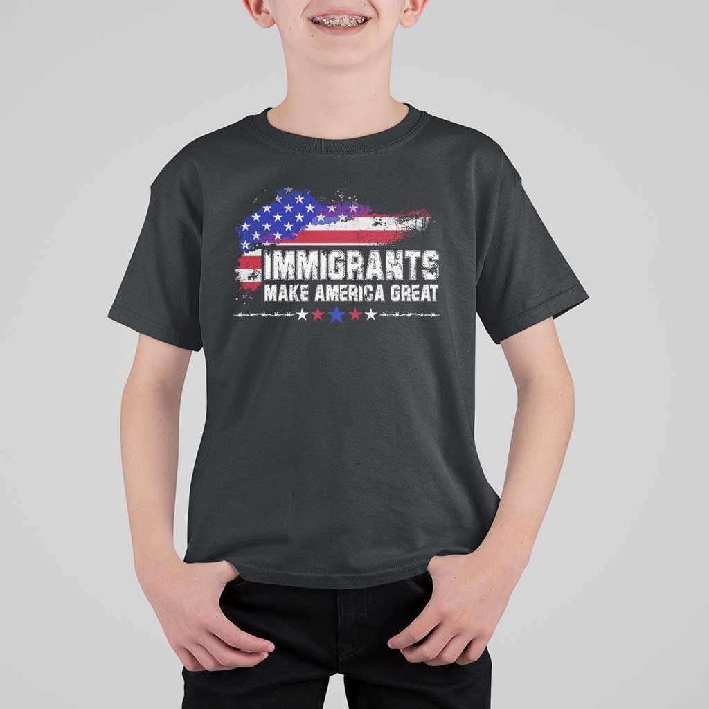 Immigrants Make America Great T Shirt For Kid American Flag Pro Immigration