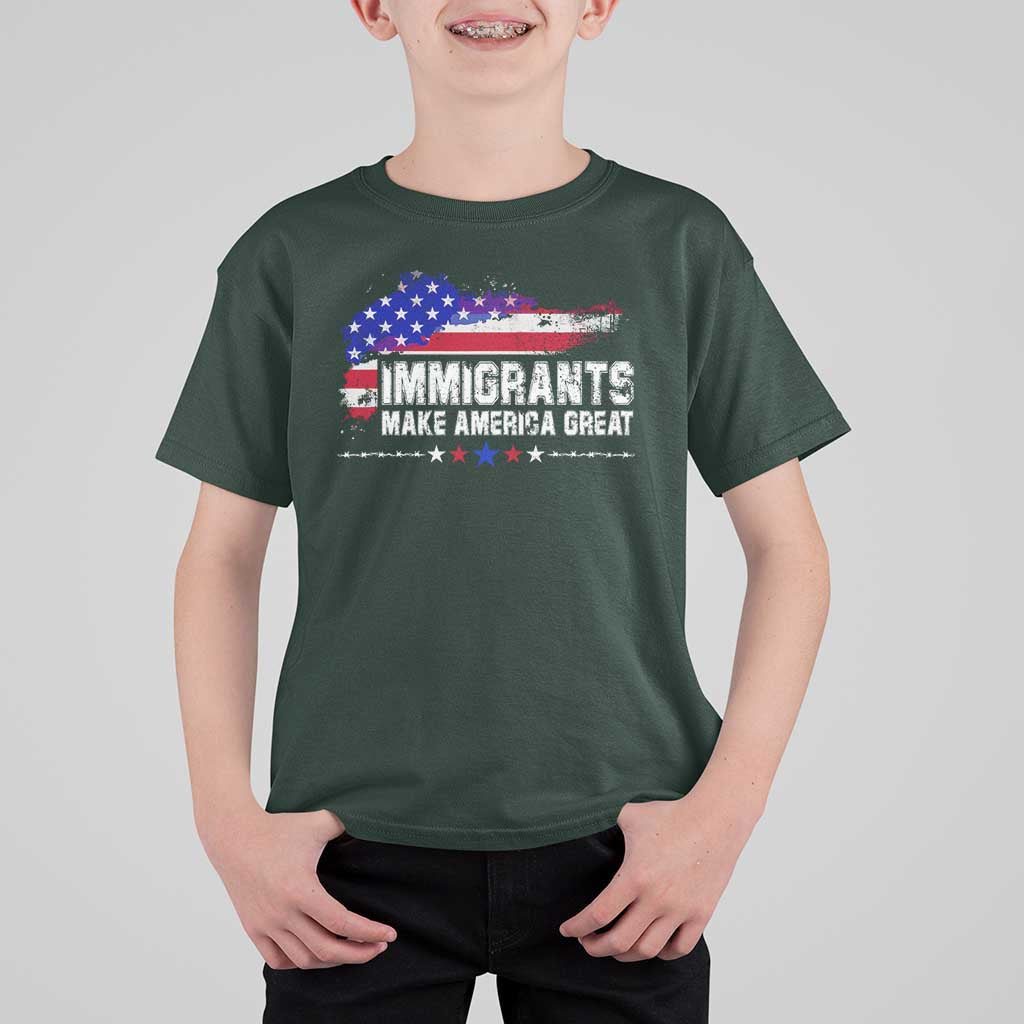 Immigrants Make America Great T Shirt For Kid American Flag Pro Immigration